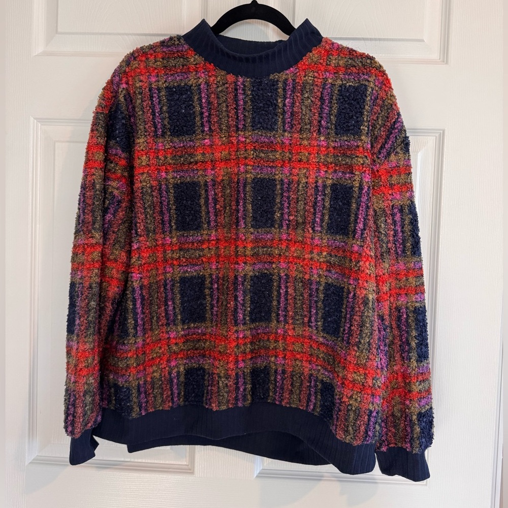 beachlunchlounge Men's Vibrant Plaid Crewneck Sweater